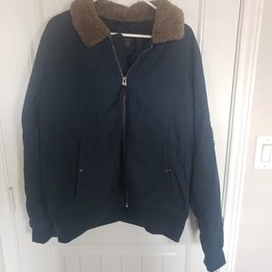 Abercrombie and Fitch bomber jacket color blue size XL with sherpa collar